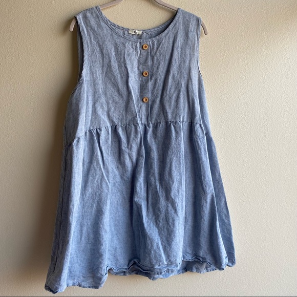 egs by éloges Blue Button-Front Tunic Top - Picture 8 of 16